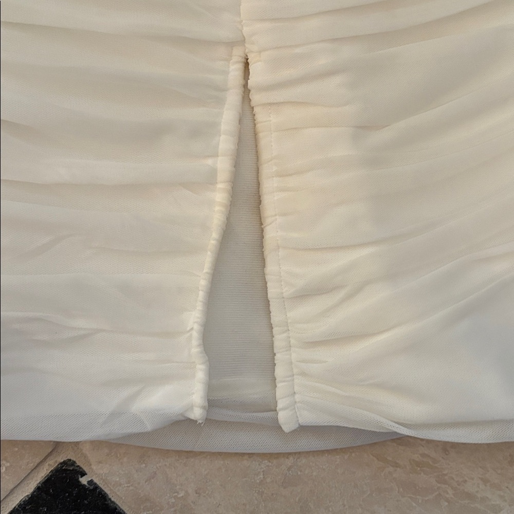 Fashion Nova Ruched White Midi Dress - Picture 7 of 7